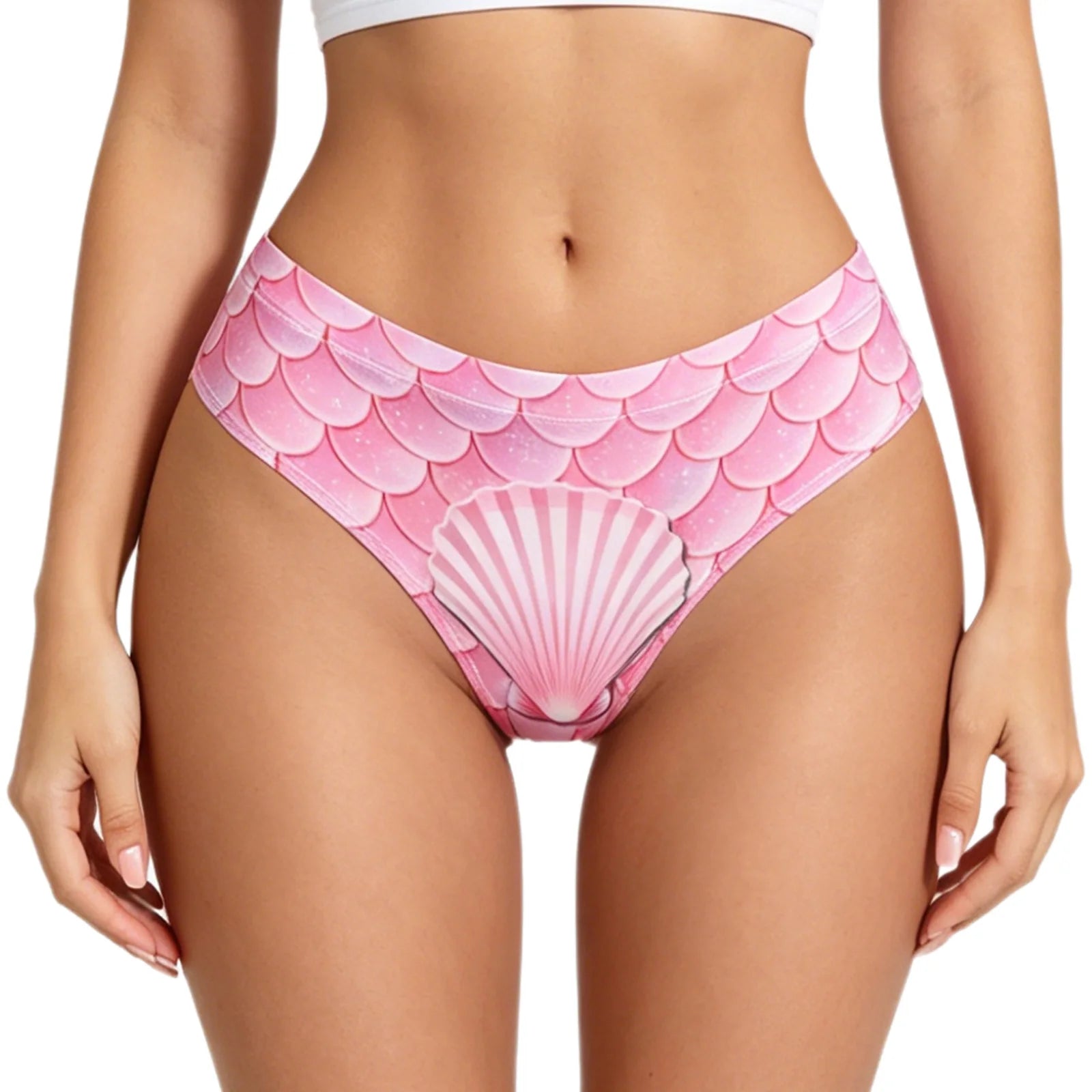 Swimwear Womens Mermaid-style Swim Bottoms Fishscale Low Rise Bikini Swimsuit Print Elastic Waistband T-back Briefs Underwear