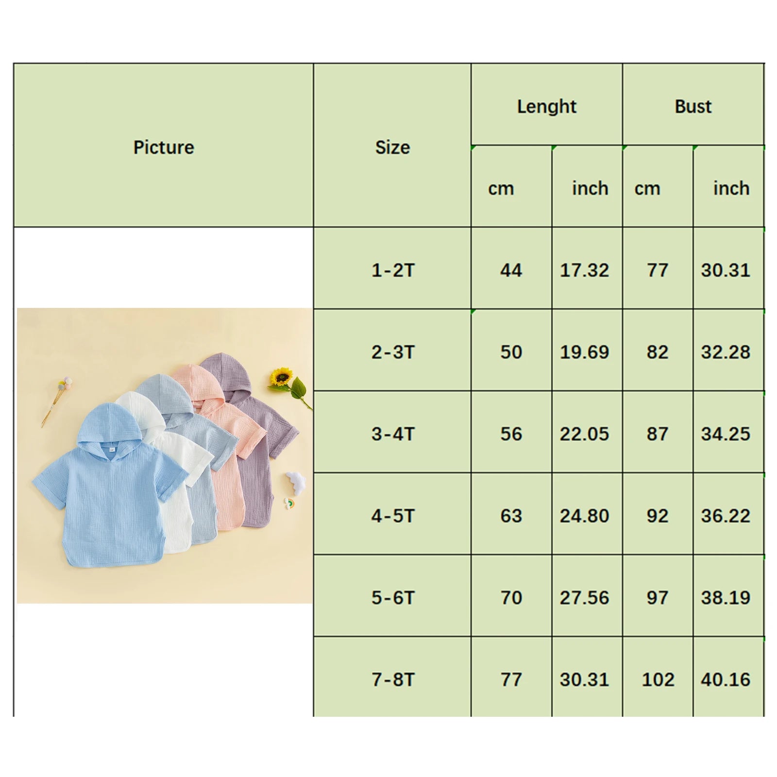 Kids Girls Boys Swim Cover-up, Toddler Hooded Bath Towel Solid Color Beach Clothes