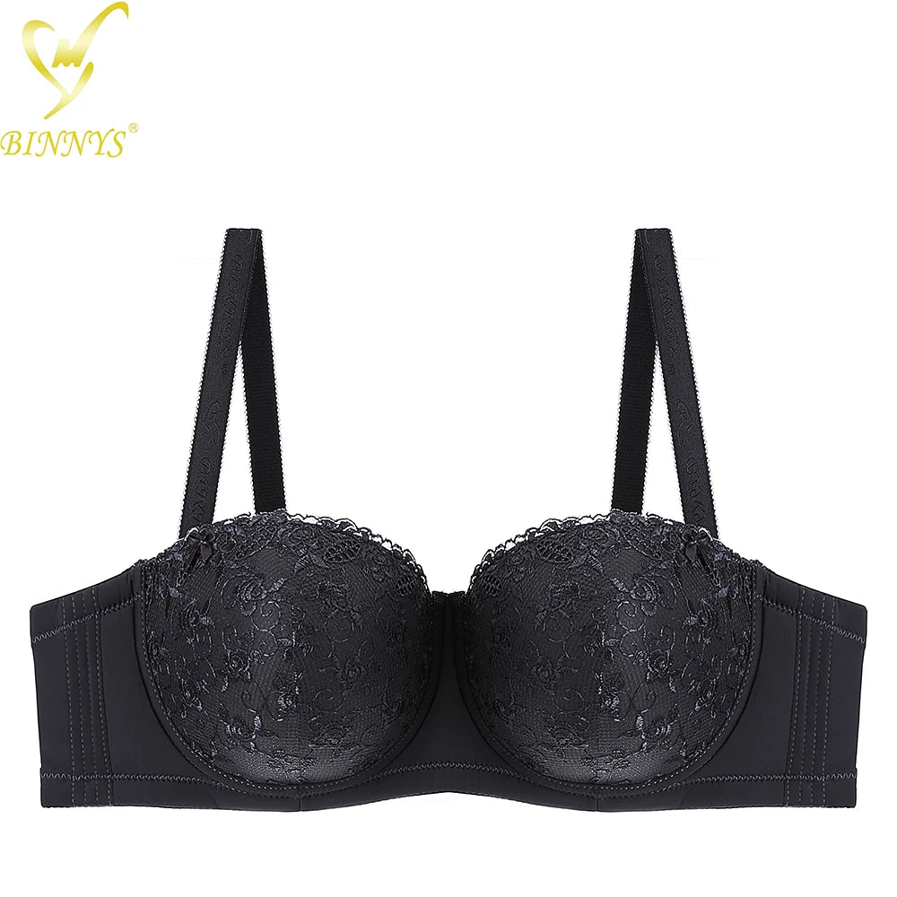 D Cup Women Sexy Bra High Quality Lace Floral Half Cup Plus Sizes Adjusted-straps Underwire Women Bra BINNYS