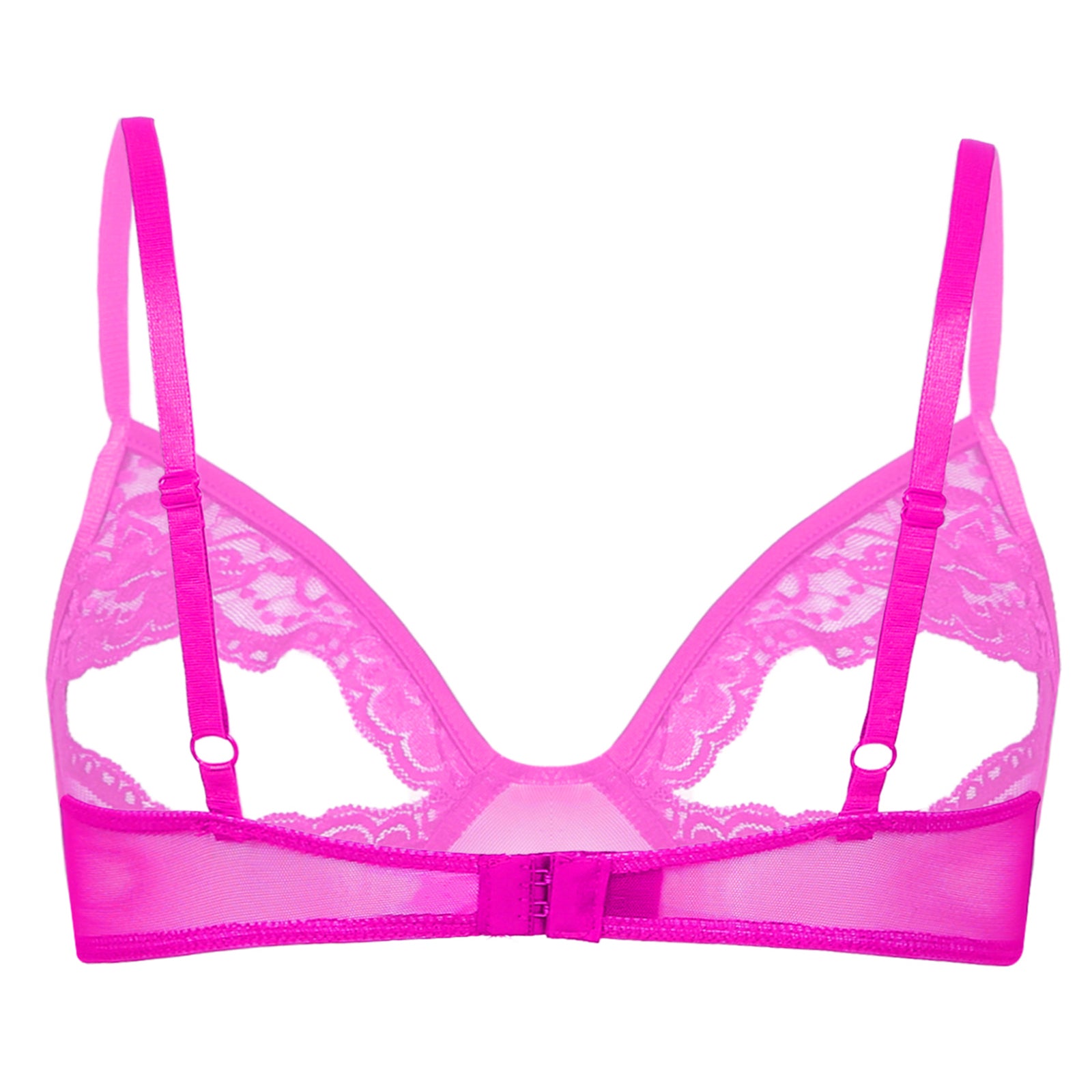 Women Nipple Exposed Bra Sexy Open Cup Lace Lingerie Exotic Brassiere Nightclub See-through Bralette Wire-free Unlined Bra Top