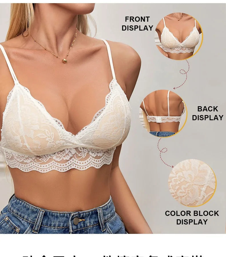 Lace Bralette Sexy Bras For Women Small Chest Push Up Bras Transparent Sexy Lingerie Backless Underwear Breathable Brassiere