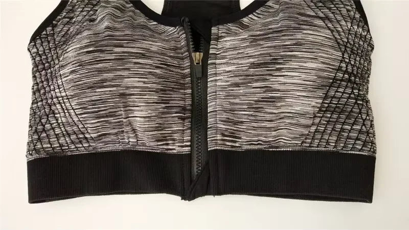 Women Sports Bra Front Zipper Sports Bra Breathable Shock-proof Underwear High Impact Yoga Bra Running Fitness Workout Tank Tops