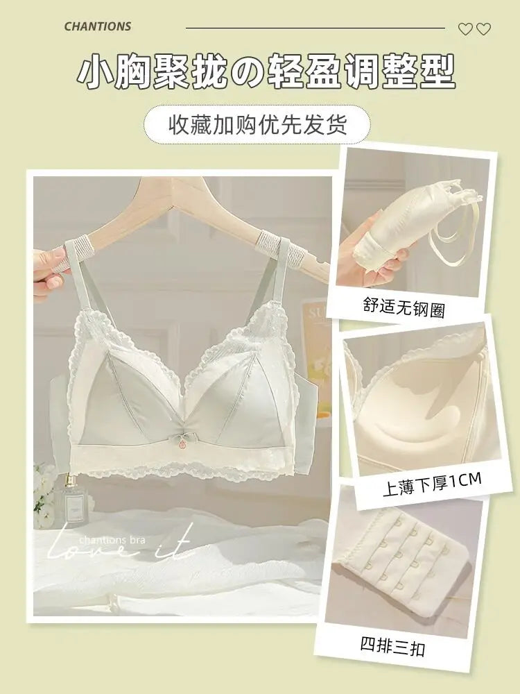 Push Up Bras for Women Small Bust Padded Wireless Anti Sagging Full Coverage Shaper Bralette Plus Size