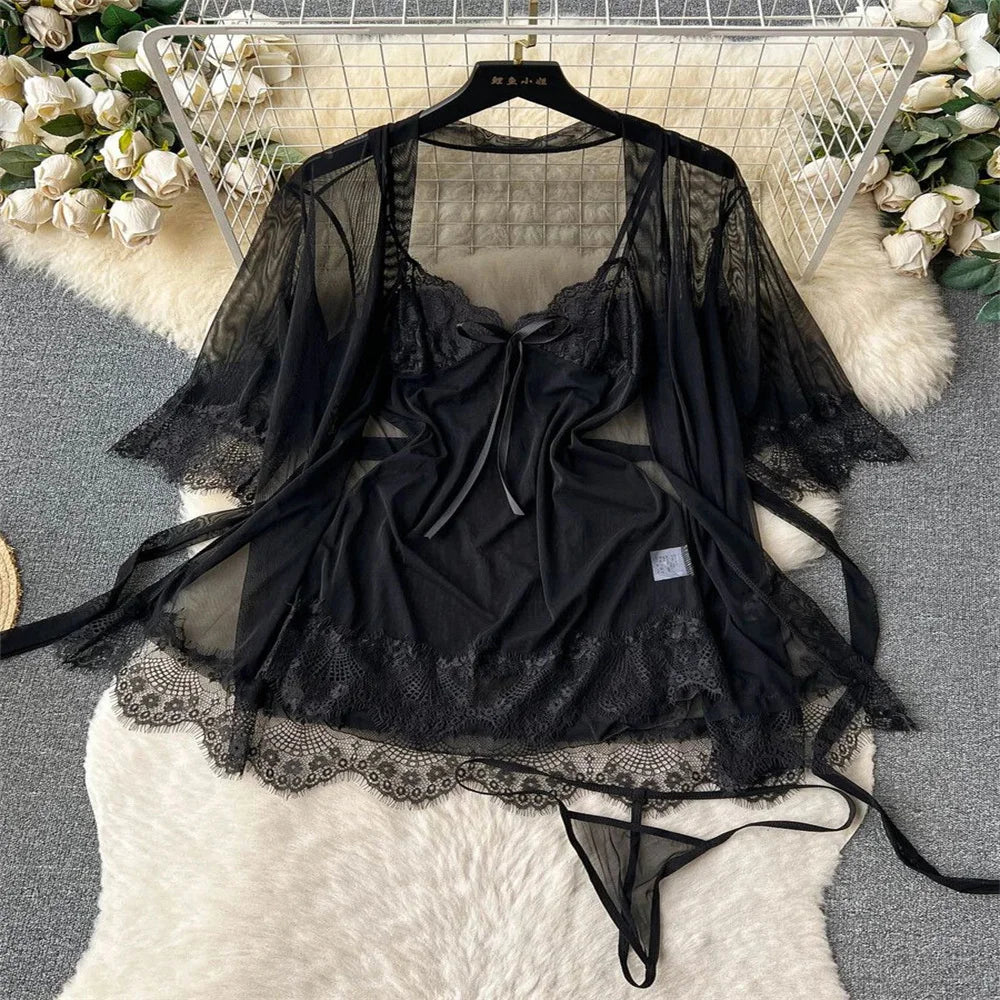 Backless Hotsweet Bow Lingerie For Women See Through Mesh Sexy Bunny Costume Lingerie Bodysuit 4 Piece Jumpsuit Spot Lace Cospla