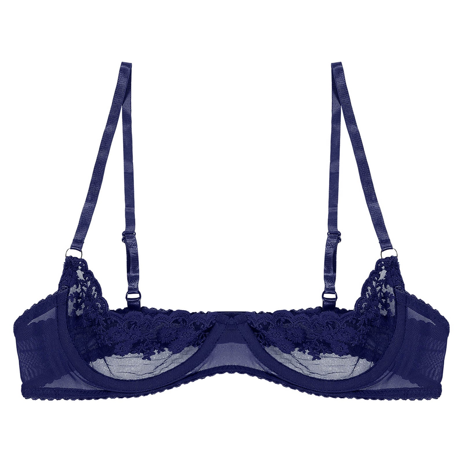 Sexy Womens Sheer Floral Lace Underwired Bra Underwear Unlined Brassiere Lingerie Bare Breast Exposed Open Nipples Bra Tops