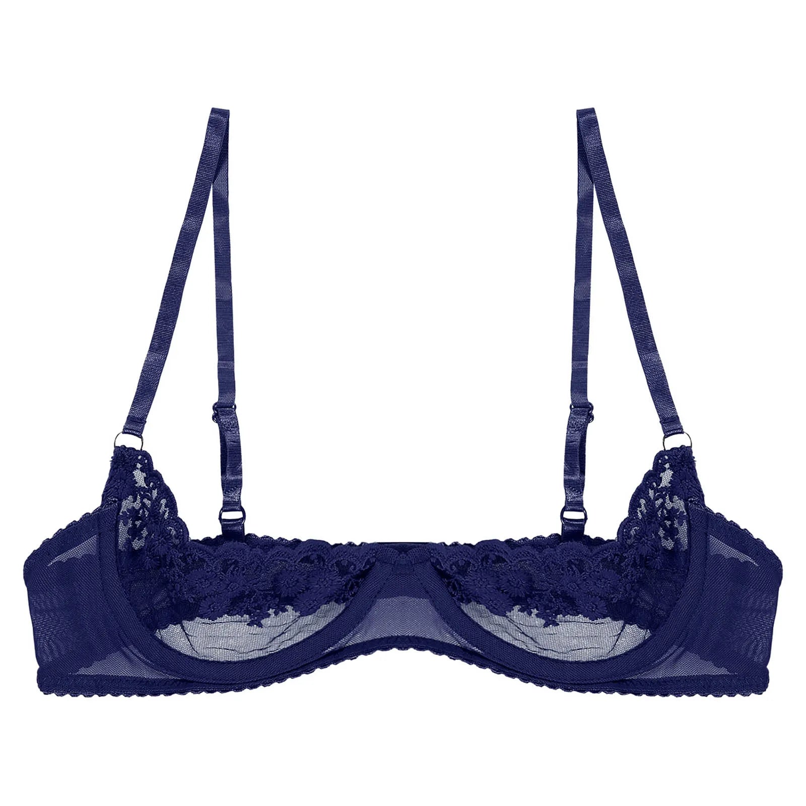 Sexy Womens Sheer Floral Lace Underwired Bra Underwear Unlined Brassiere Lingerie Bare Breast Exposed Open Nipples Bra Tops