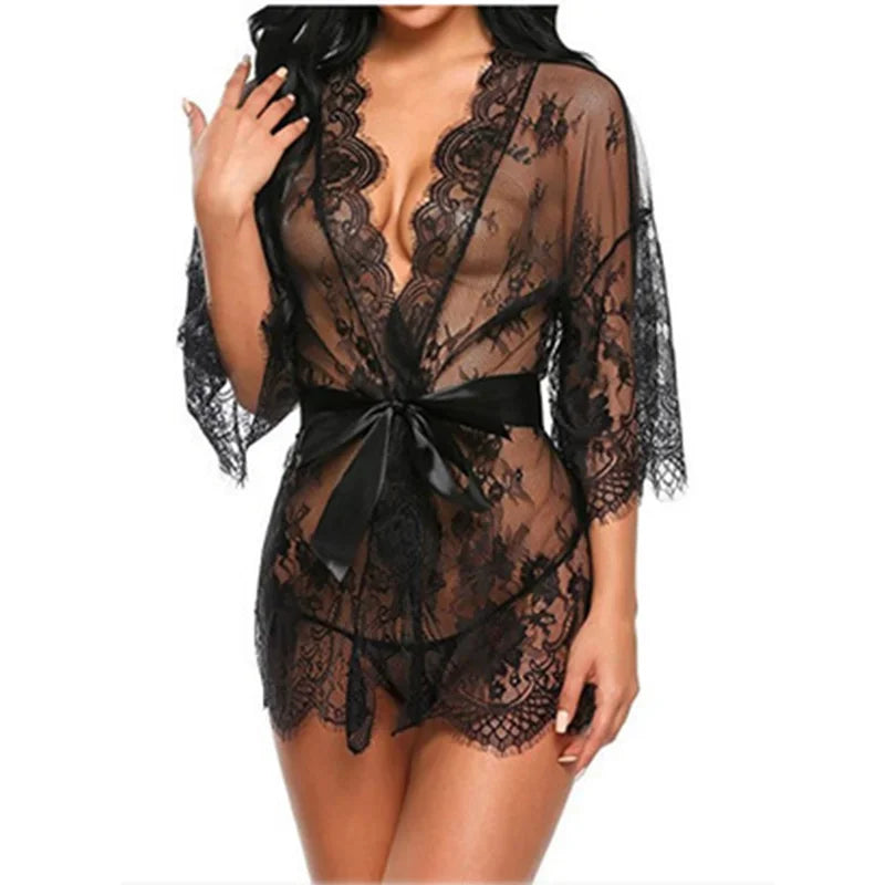 Erotic Lingerie for Woman Open Crotch Bra Set Sexy New Year Deep V Bodysuit Tulle Transparen TPush UP Underwear