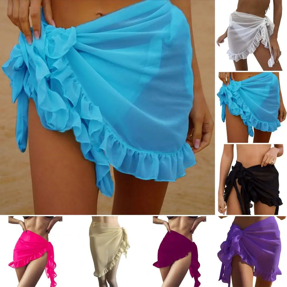 Bikini Cover-Ups Wrap Pareo Scarf for Women Chiffon Swimwear Cover Up Wraps Beach Sexy Skirts See-Through Scarf Cover Up Dress 1