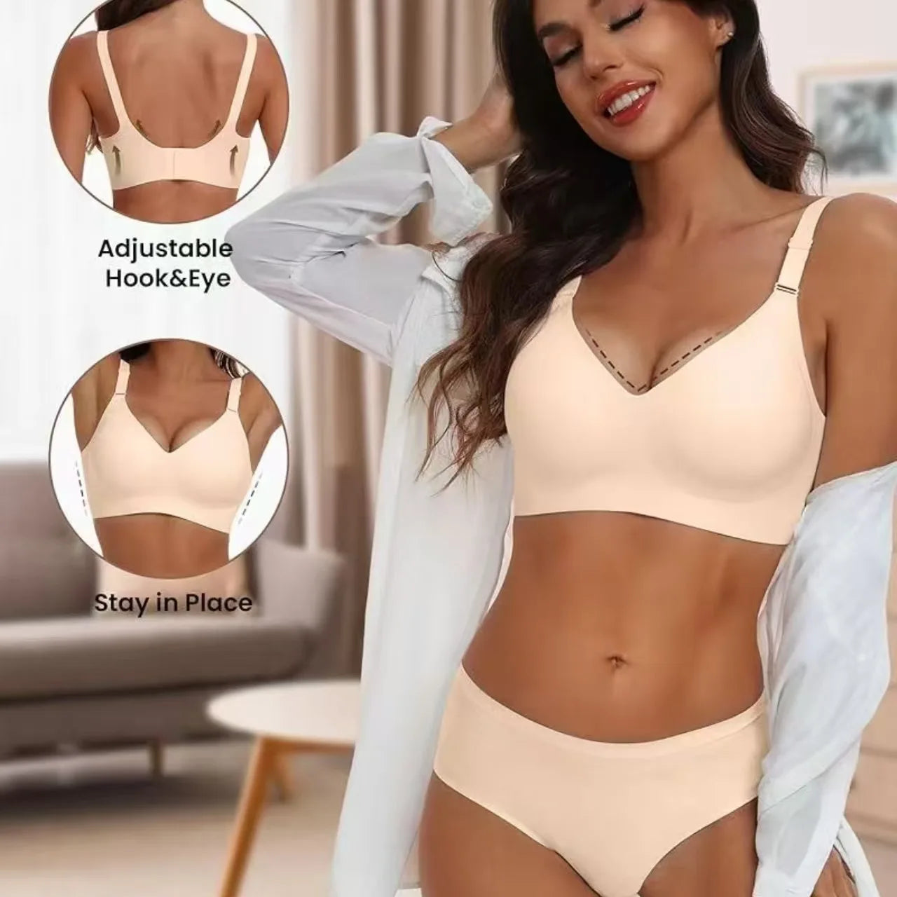 Women's Wireless Push-Up Bra Comfortable No-Wire Full Support Seamless Lift Bralette for Everyday T-Shirt Style