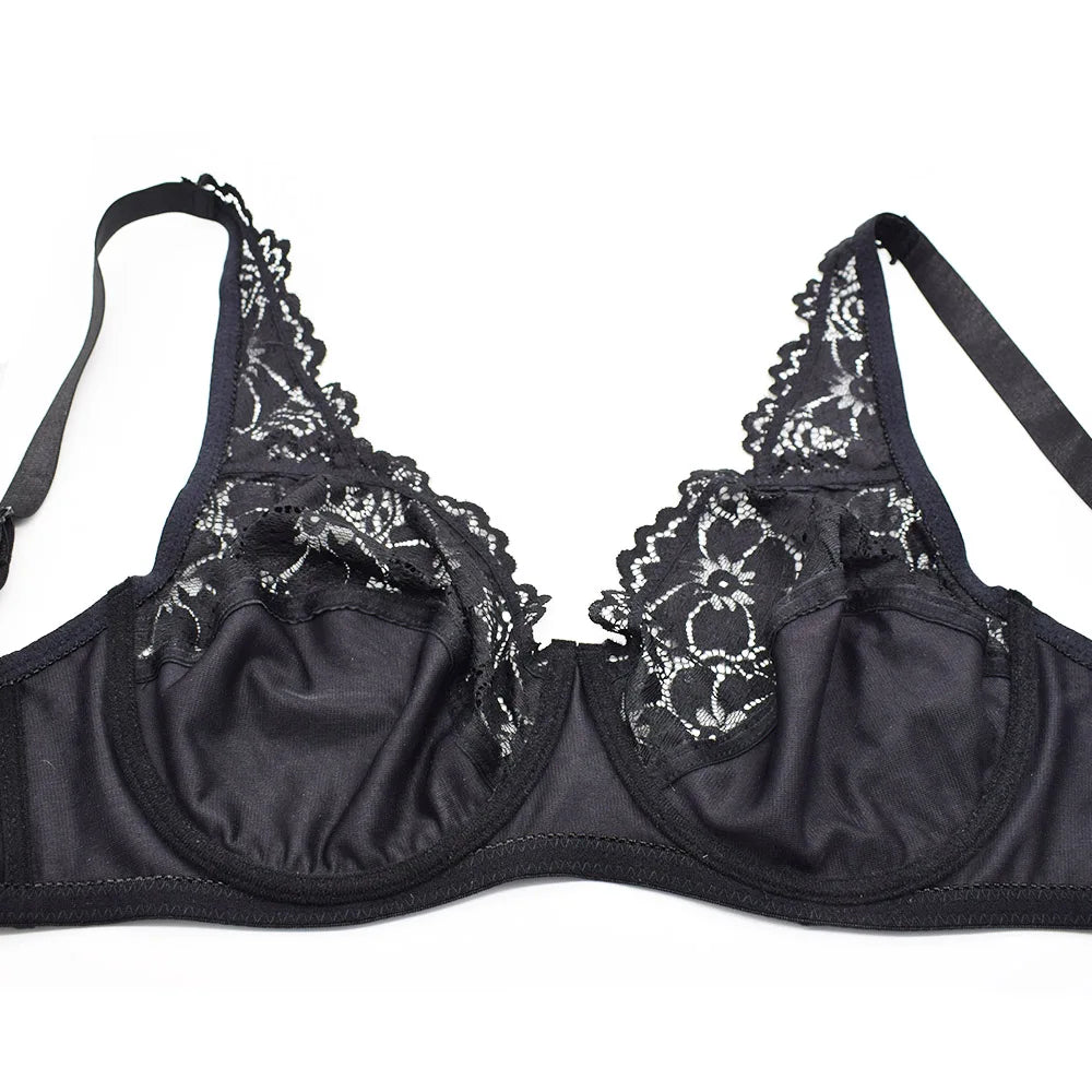 Bras For Womens Lingerie Floral Lace Bra Underwire Brassiere Perspective Plus Size Underwear Female Sexy  BH Tops