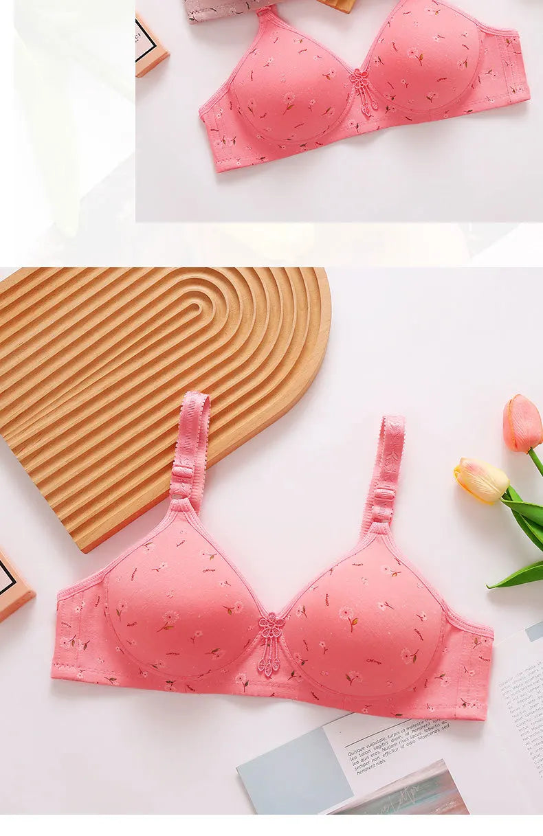 Large and Thin Underwire Bra Without Steel Ring Comfortable Gathering and Breathable Bra for Middle-aged and Elderly Mothers