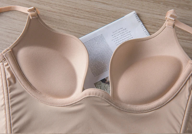 Push Up Bra Backless Women Bras Low Cut Sexy Plunge Brassiere Open Back Wedding Underwear Invisible Seamless Deep U Lingerie