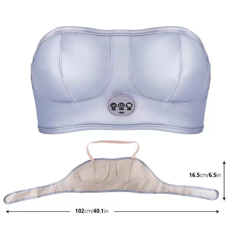 Wireless Electric Massage Bra Compress Vibration Chest Massager Home Breast Care Rechargeable Skin Friendly Relaxing Ergonomic
