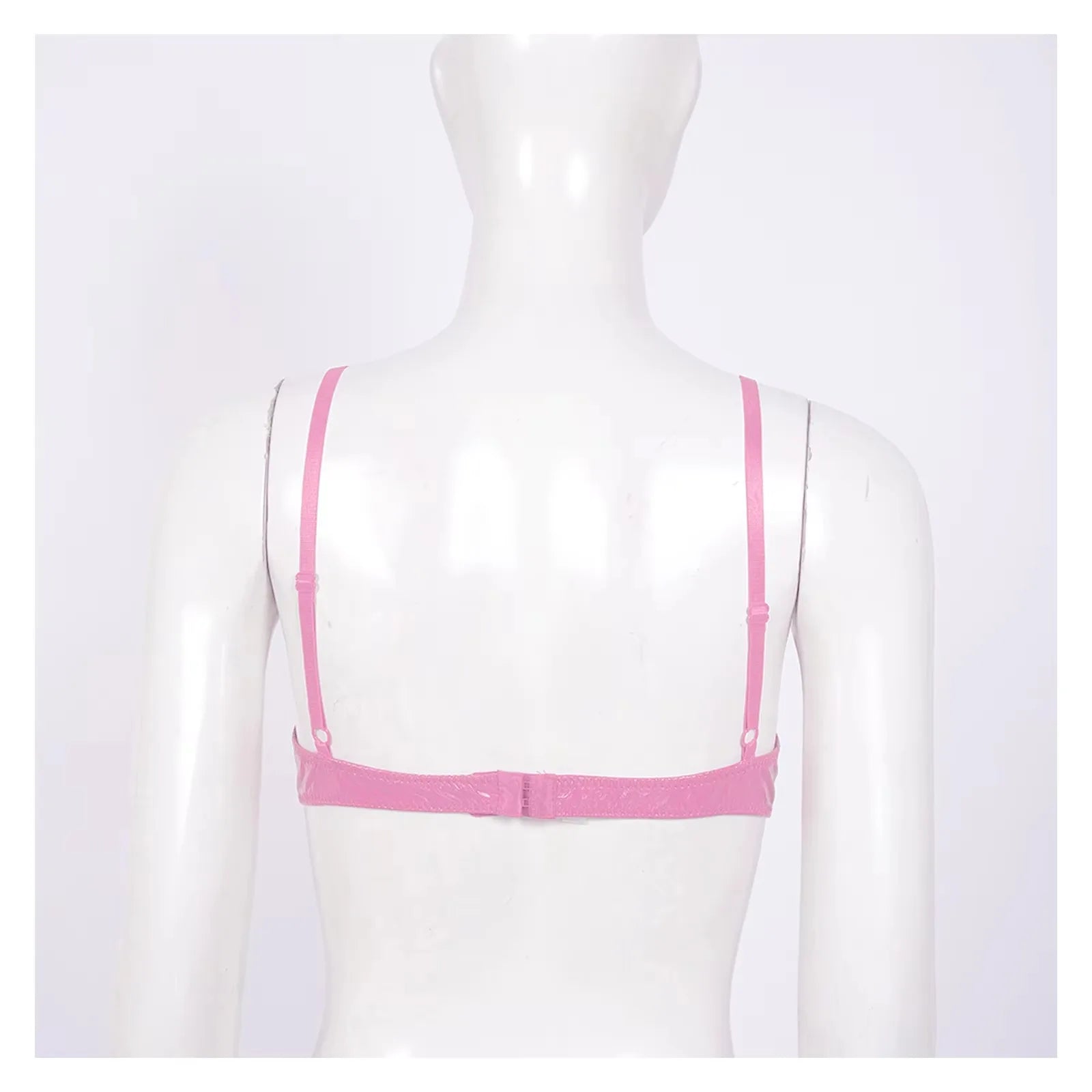 Womens Lingerie Open Breast Bras Wet Look Patent Leather Sexy Open Chest Quarter Cup Brassier Strappy Underwired Bra Underwear