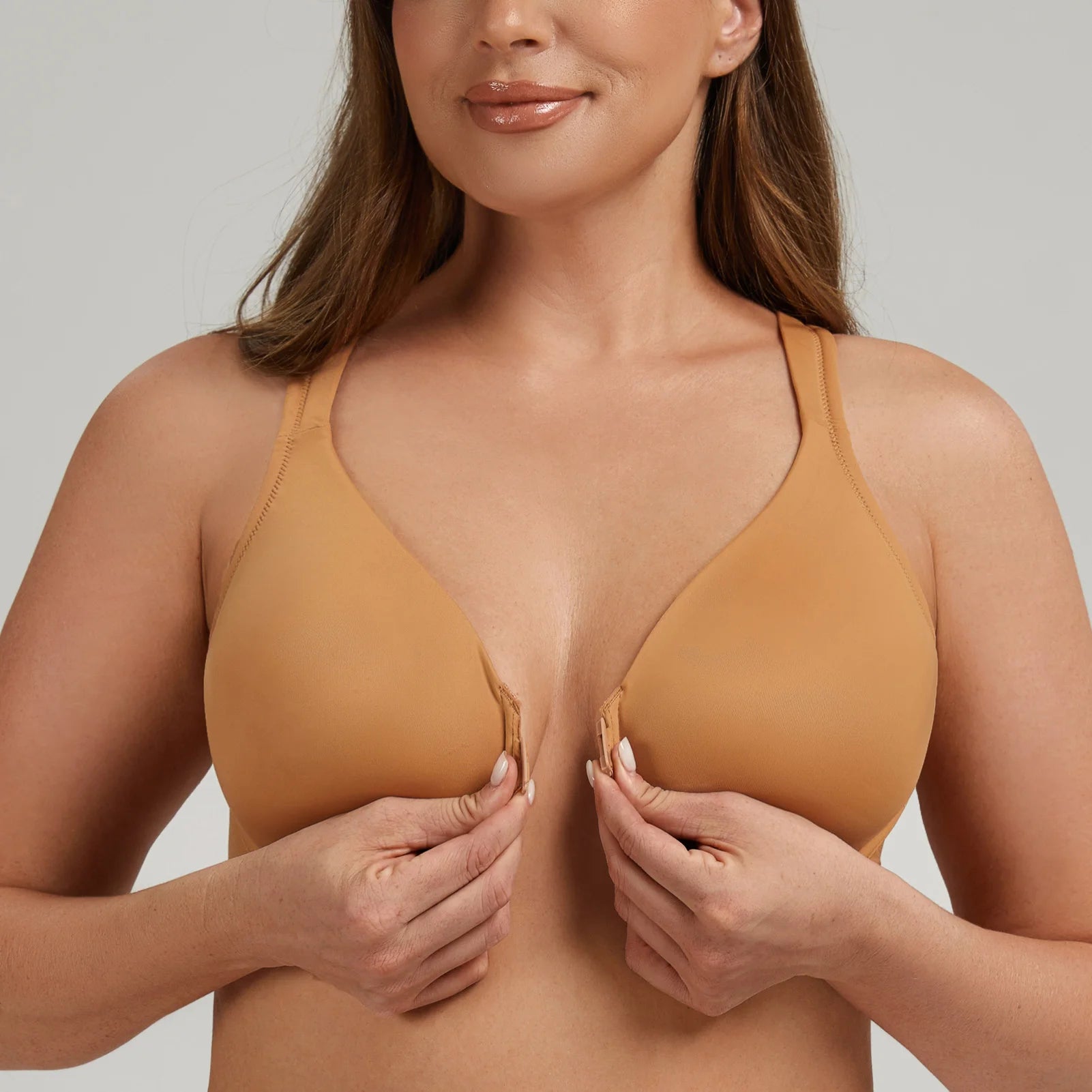 MELENECA Women's Racerback Full Coverage Front Closure Bras Plunge Unlined Seamless Underwire Bra
