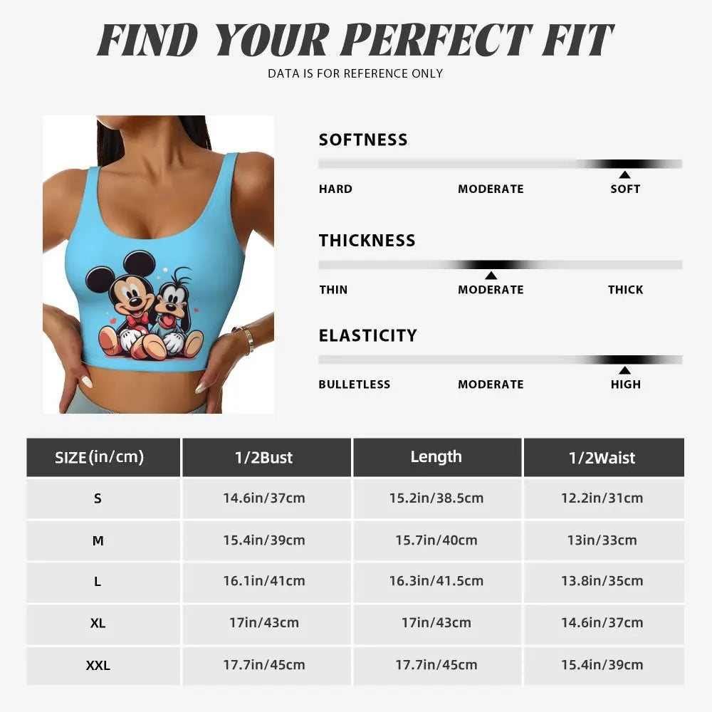 Custom Goofy Cartoons High Impact Sports Bras for Women Mangas Seamless Workout Running Crop Tank Tops