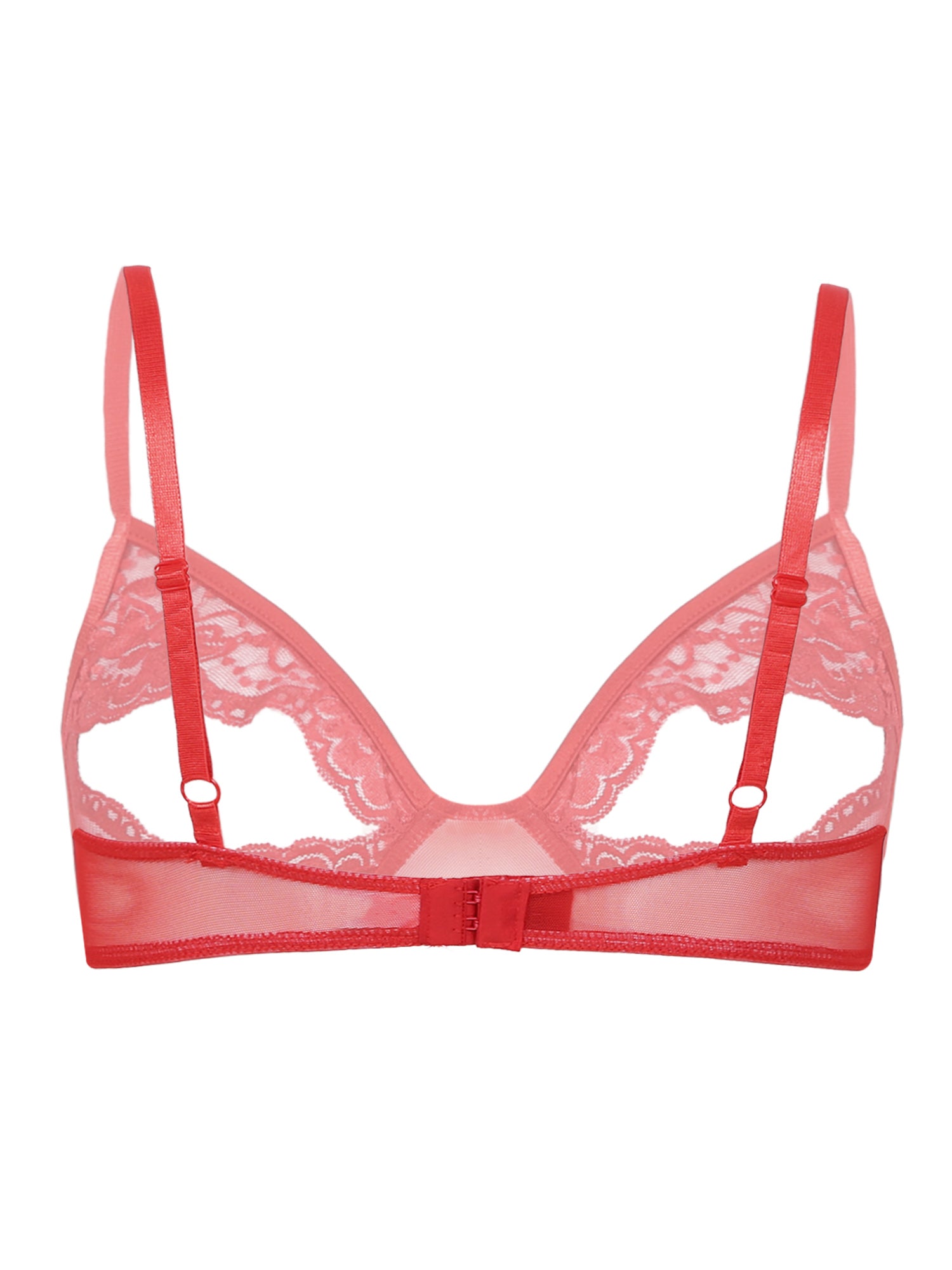 Women Nipple Exposed Bra Sexy Open Cup Lace Lingerie Exotic Brassiere Nightclub See-through Bralette Wire-free Unlined Bra Top