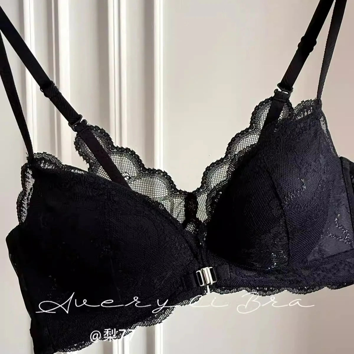 Women's Front Closure Bras Small Boobs Push Up Sexy French Lace Backless Anti Droop Side Smoothing Bandeau T-Shirt Bra