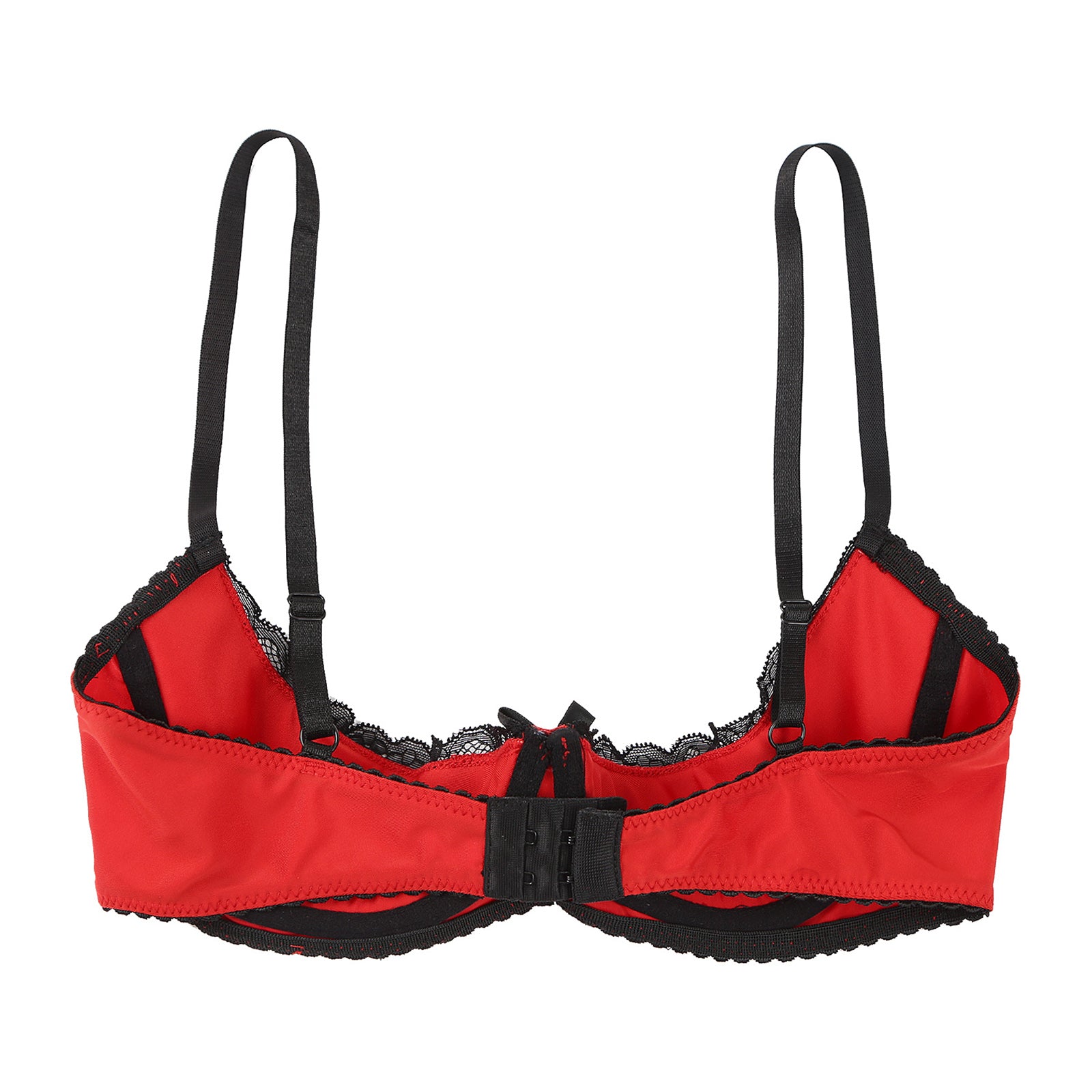 Womens Bra Tops See Through Lace 1/4 Cups Balconette Bralette Padded Underwire Shelf Bra Tops Lingerie Bralette Sexy Underwear