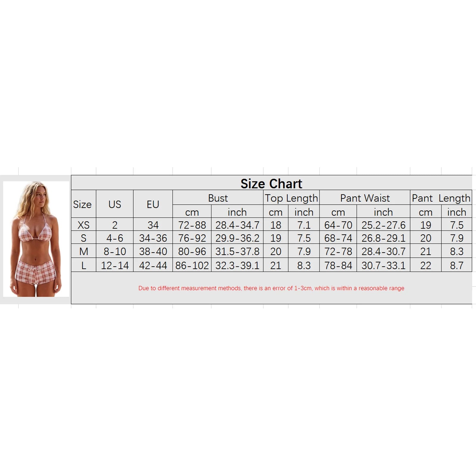 Women's Plaid Bikini Halter Neck Padded Bra Triangle Tops and Low Waist Boyshorts 2pcs Bathing Suit Summer Beach Swimwear