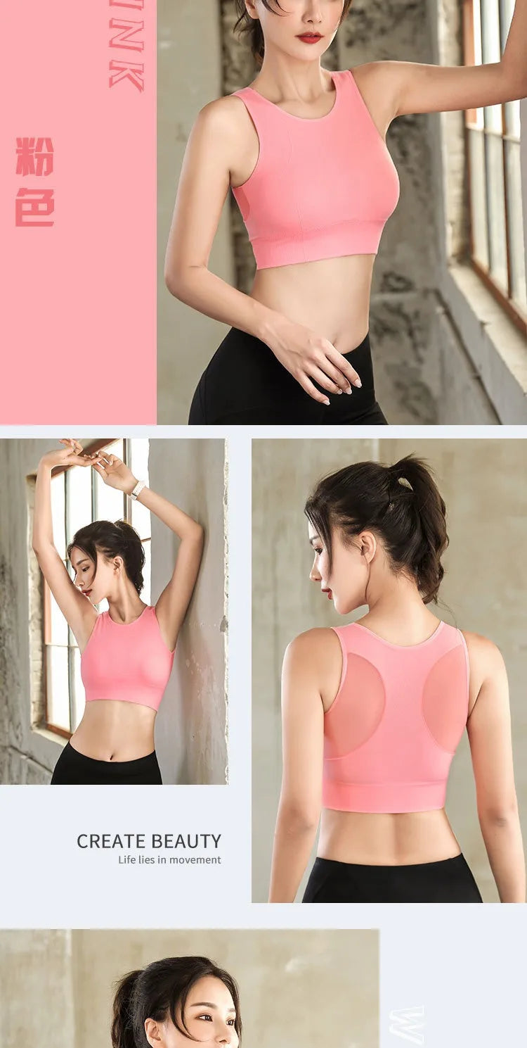 Sports Bras for Women Quick Drying Mesh Racerback Sports Bra Seamless Padded Sports Bra Yoga Bras Workout Bra Activewear Bra