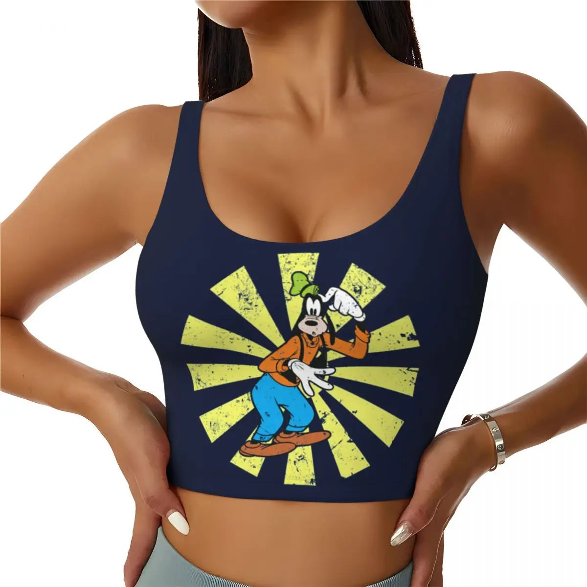Custom Goofy Cartoons High Impact Sports Bras for Women Mangas Seamless Workout Running Crop Tank Tops