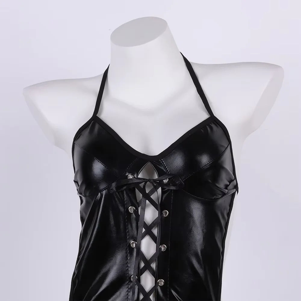 Erotic Lingerie Women Latex Leather Bodysuit Plus Size Bdsm Sexy Rompers Backless Bodycon Teddies Baby Doll Dress Porn Underwear