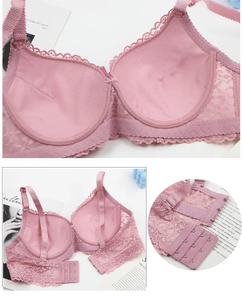 2025 New Push Up Bras Set Pink Gray Blue Beige Burgundy Black Underwear For Women Floral Bow BC Cup Lingerie