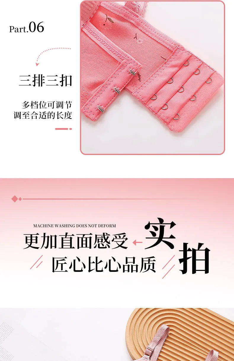 Large and Thin Underwire Bra Without Steel Ring Comfortable Gathering and Breathable Bra for Middle-aged and Elderly Mothers