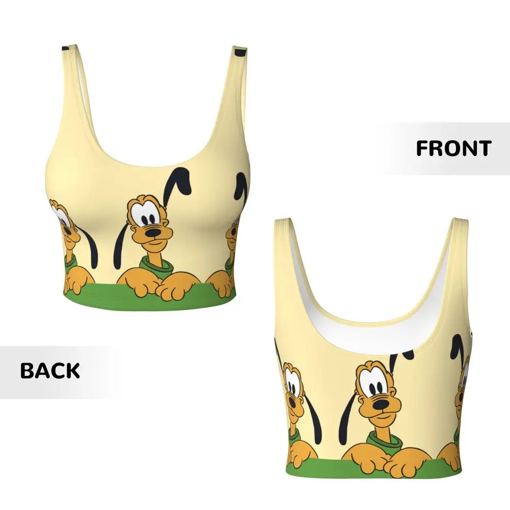 Custom Pluto Anime Manga High Impact Sports Bras for Women Classic Seamless Workout Yoga Crop Tank Tops