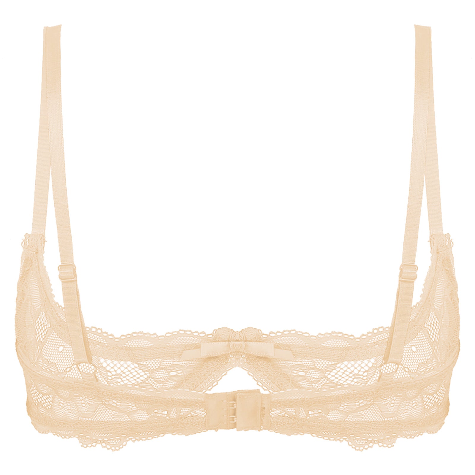 Womens Sexy Lace 1/4 Cups Unlined Bra See Through Mesh Push Up Underwired Brassiere Non Padded Balconette Bras Lingerie Tops