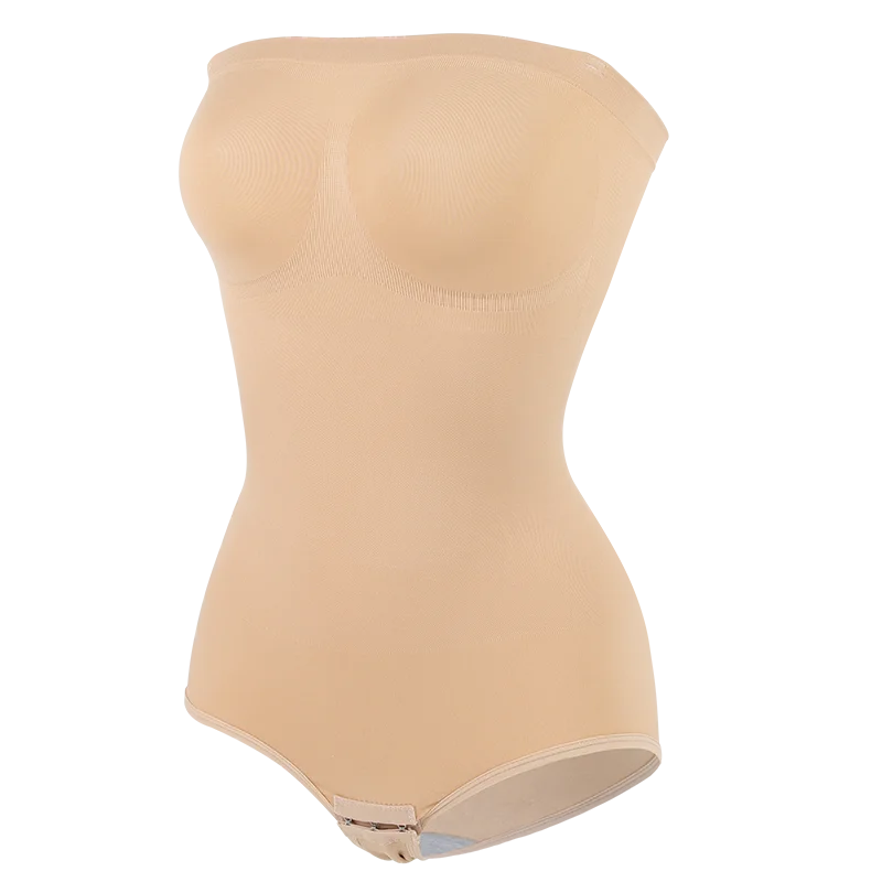 Strapless Shapewear Bodysuit Off the Shoulder Seamless Tummy Control Body Shaper Removable Shoulder Strap Sexy Leotard