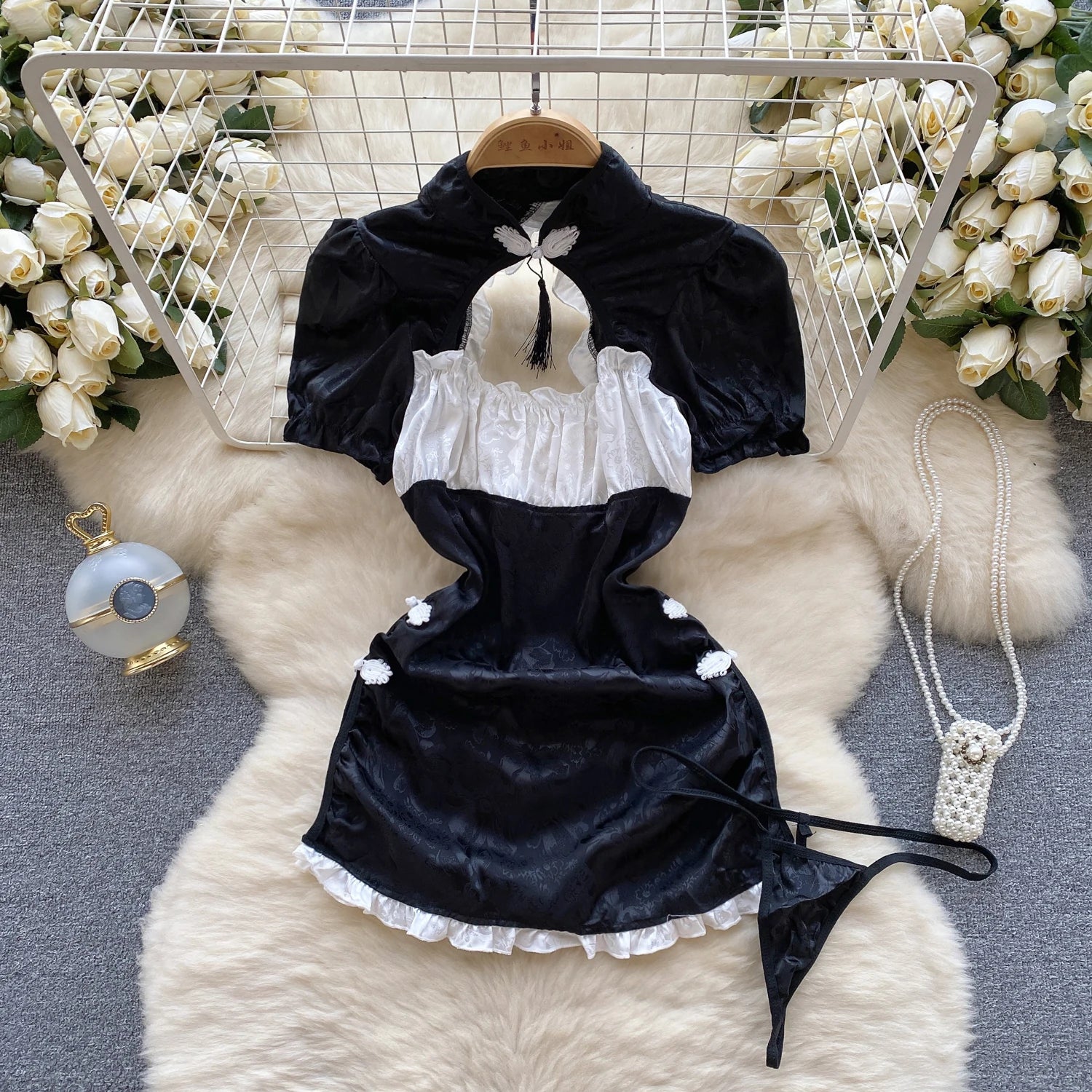 Backless Hotsweet Bow Lingerie For Women See Through Mesh Sexy Bunny Costume Lingerie Bodysuit 4 Piece Jumpsuit Spot Lace Cospla