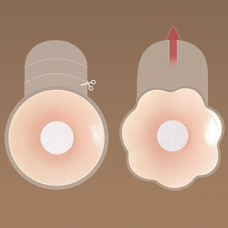 1pair Silicone Nipple Cover Lift Up Bra Sticker Adhesive Invisible Bra Breast Pasty Women Chest Petals Reusable Strapless Bras