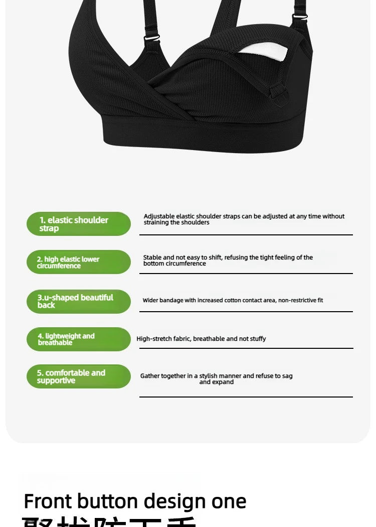 New Wireless Maternity Nursing Bras Ultra Soft Comfortable Front Open Bras with Chest Pads Pregnancy Breastfeeding