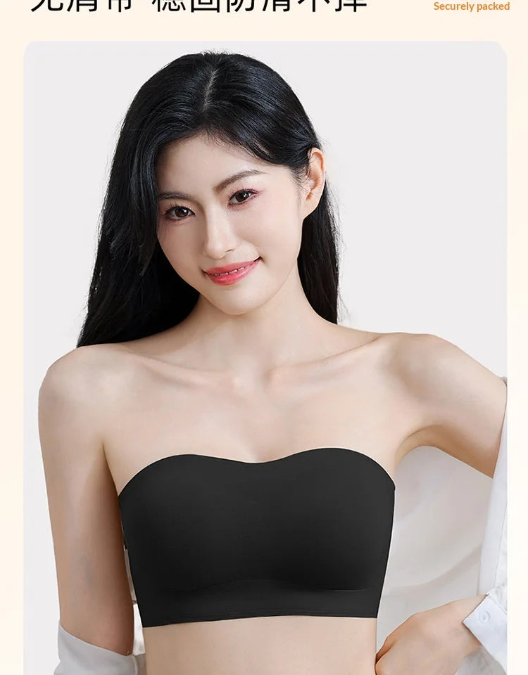 Non Slip Strapless Women's Hot Selling Bra, Small Chest Gathering, Lifting, Invisible and Breathable Liquid Foundation Underwear