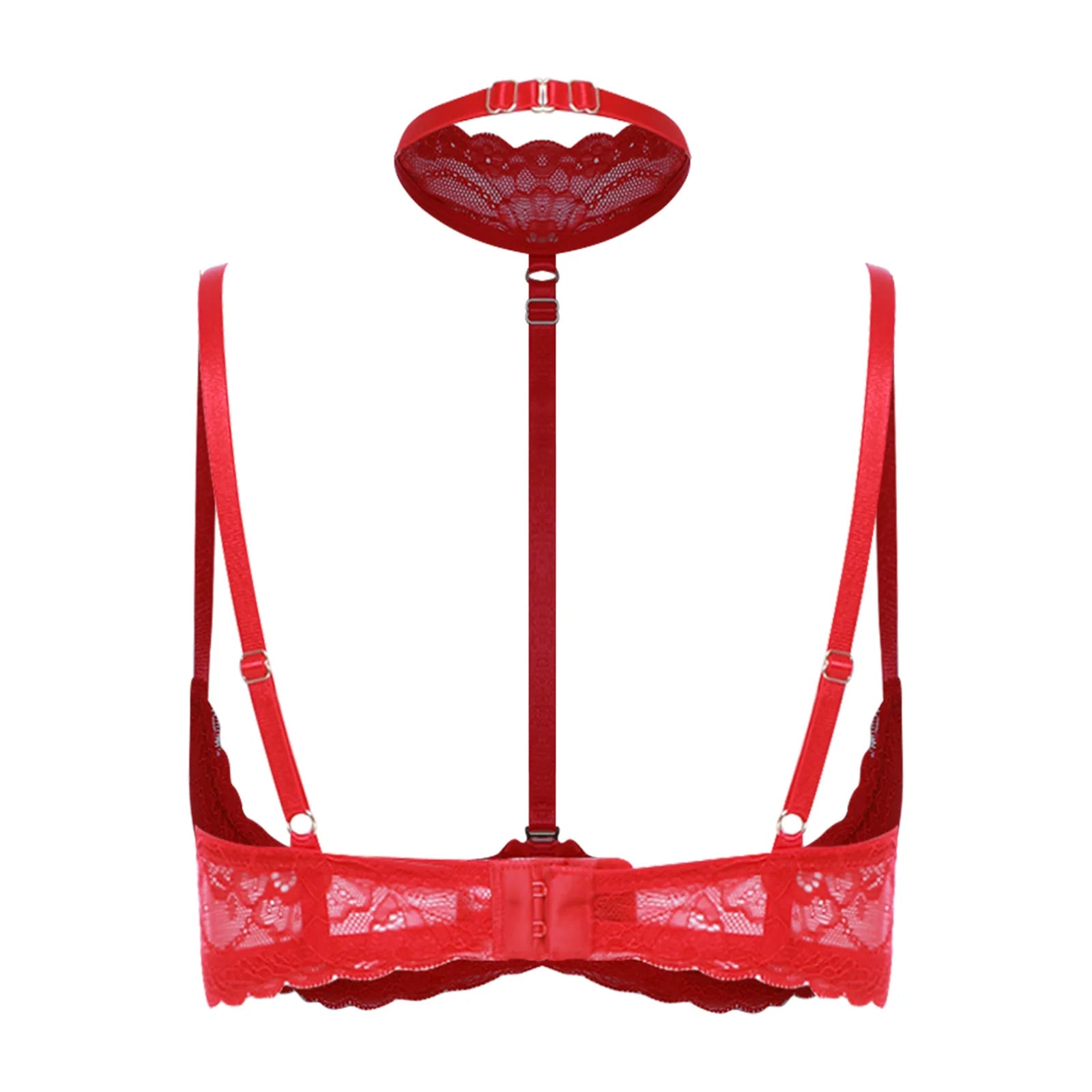Women Sexy Open Cup Lace Padded Bra Push Up Underwired Halter Chest Brace Bralette Balconette Exotic Lingerie Nightwear Clubwear