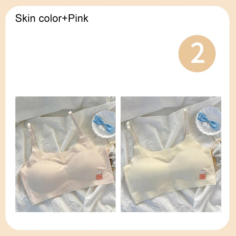 2pcs Bras Women Soft Skin Friendly Ice Silk Sports Yoga Bra Without Steel Ring Comfortable Breathable Support Girls Bra Vest