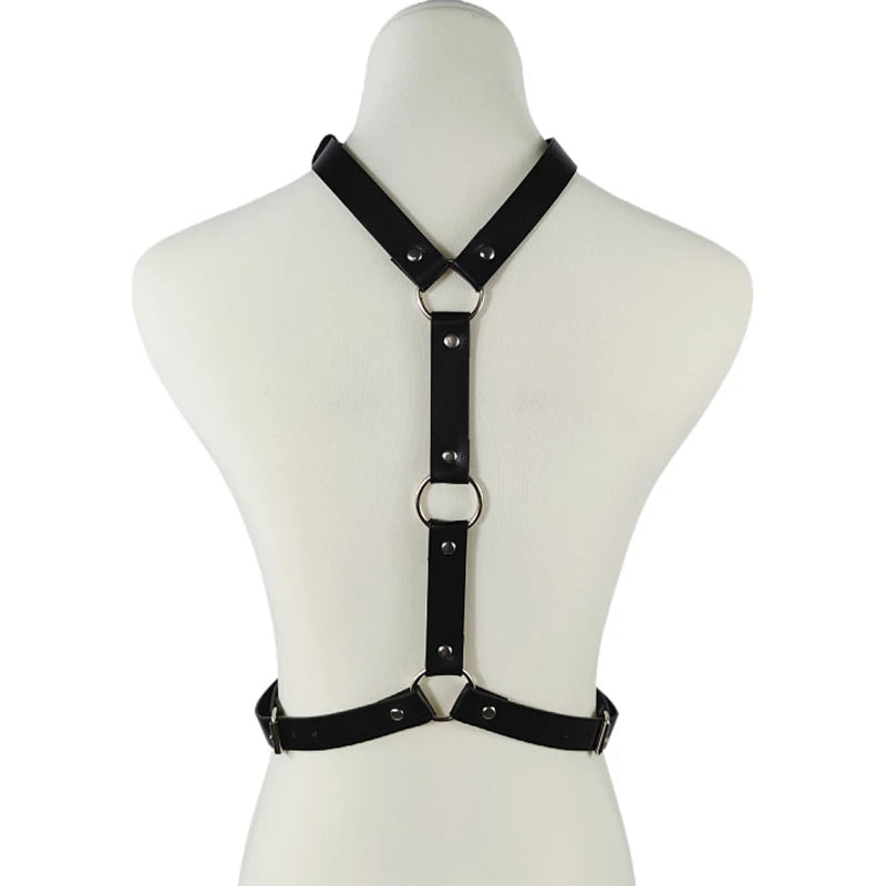 Women Sexy Body Lingerie PU Leather Harness Erotic Costumes BDSM Bondage Garter Belt Crotchless Baby Doll Dress Porno Underwear