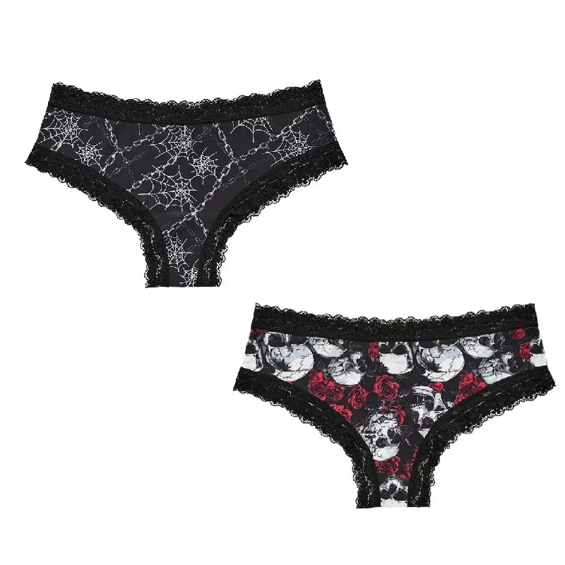 2Pc Set Lingerie Woman Sexy Underwear Lace Female Underwear Ghost Bat Butterfly Gothic Style Breathable Panties For Women