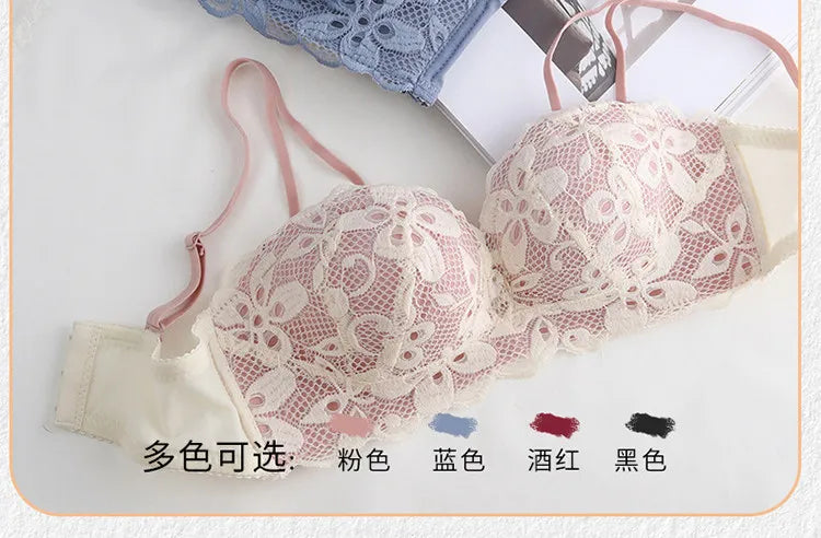 New Push-Up Lingerie Set Comfortable Wire-Free and Lightweight Bra Provides Lift and Side Support Sexy & Exquisite Lace Design
