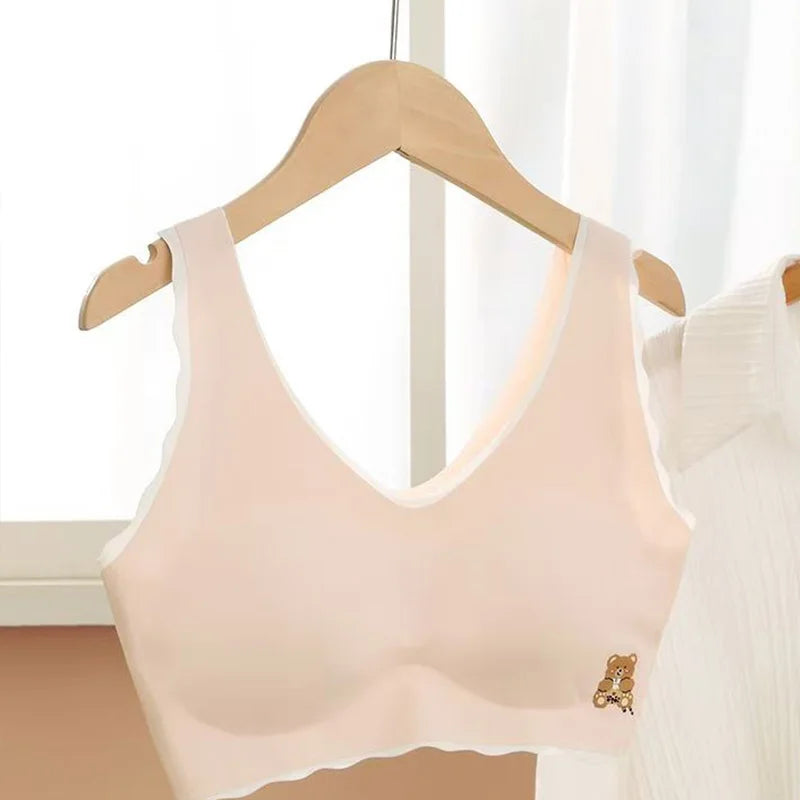 2pcs Sports Bras Women Ice Silk Comfortable Breathable Suitable For Girls Without Steel Rings Vest Bra Fashionable Lightweight