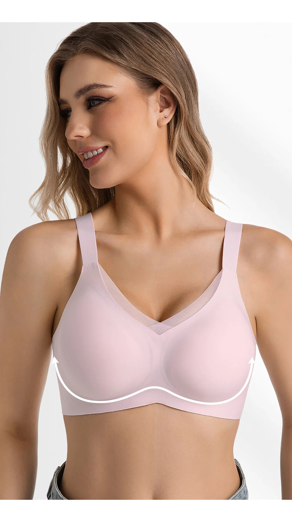Jelly Wireless Bras For Women No Underwire Supportive Seamless Bra Comfort Soft Bralette Full Coverage Hide Back Fat T-Shirt Bra