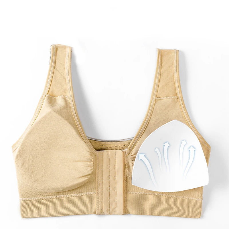 Sports Push Up Bra For Women Hollow Plus Size Bras Padded Wire Free Bralette Sexy Front Closure Breathable Brasserie Lingerie