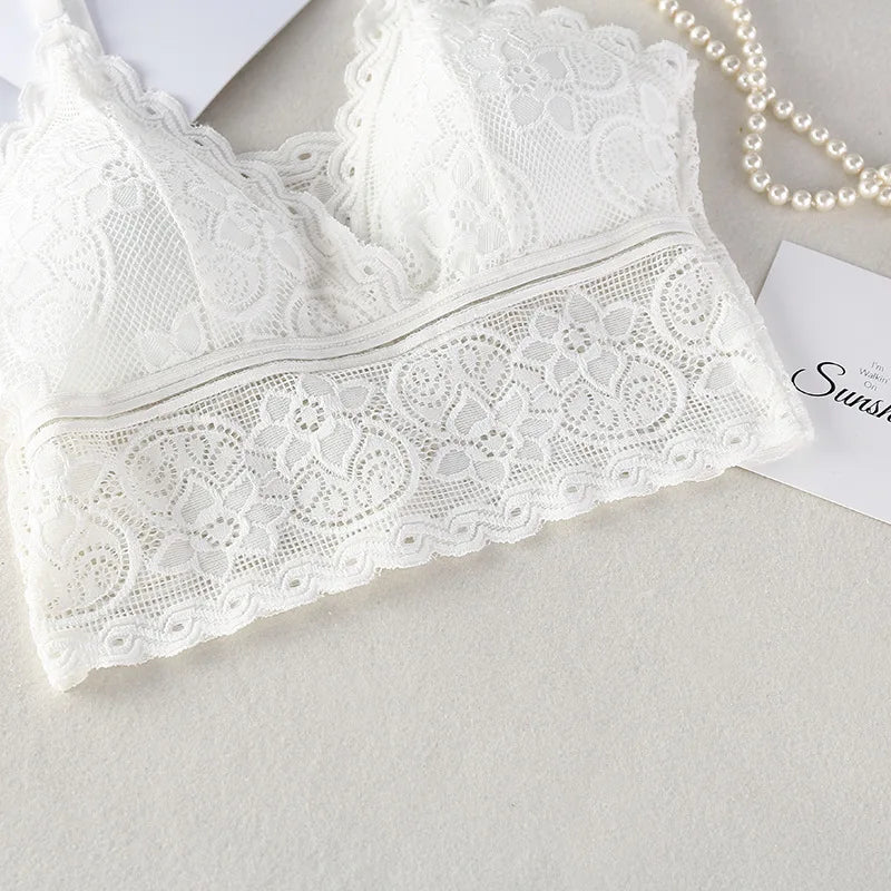 Tube Top Bras Lace Bralette Women Crop Tops Sexy Lingerie V Neck Seamless Underwear Cropped Bra Female Tank Crop Top