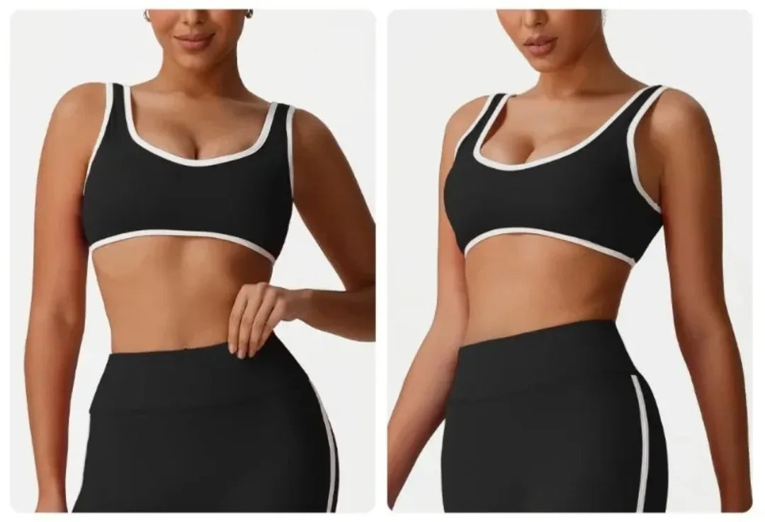 Backless Yoga Bra Quick Drying Shock-proof Fitness Sports Bra High Waist Butt Lifting Flared Pants Casual Workout Gym Yoga Bra