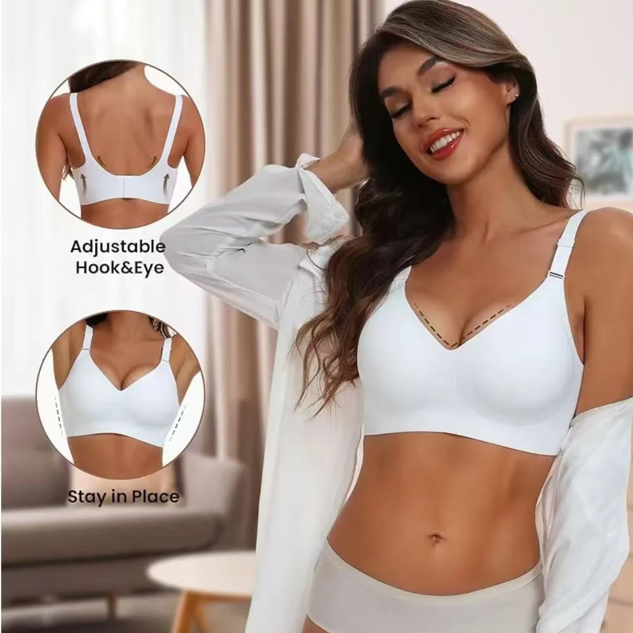 Women's Wireless Push-Up Bra Comfortable No-Wire Full Support Seamless Lift Bralette for Everyday T-Shirt Style