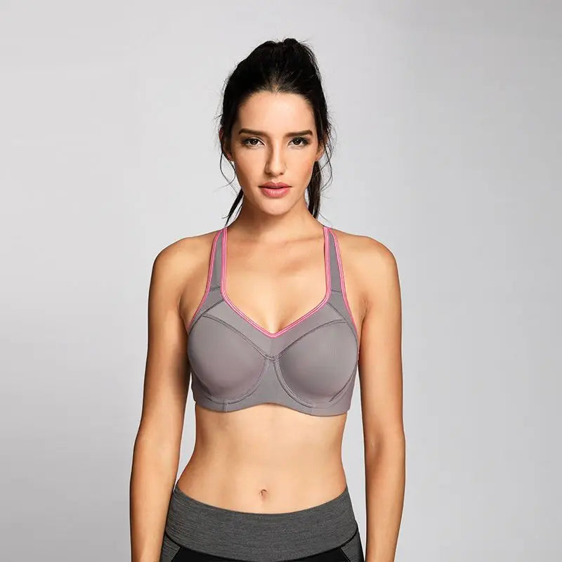 Sports Bra Women Shockproof Push Up Full Support High Impact Racerback Lightly Lined Underwire Undrwear Bras