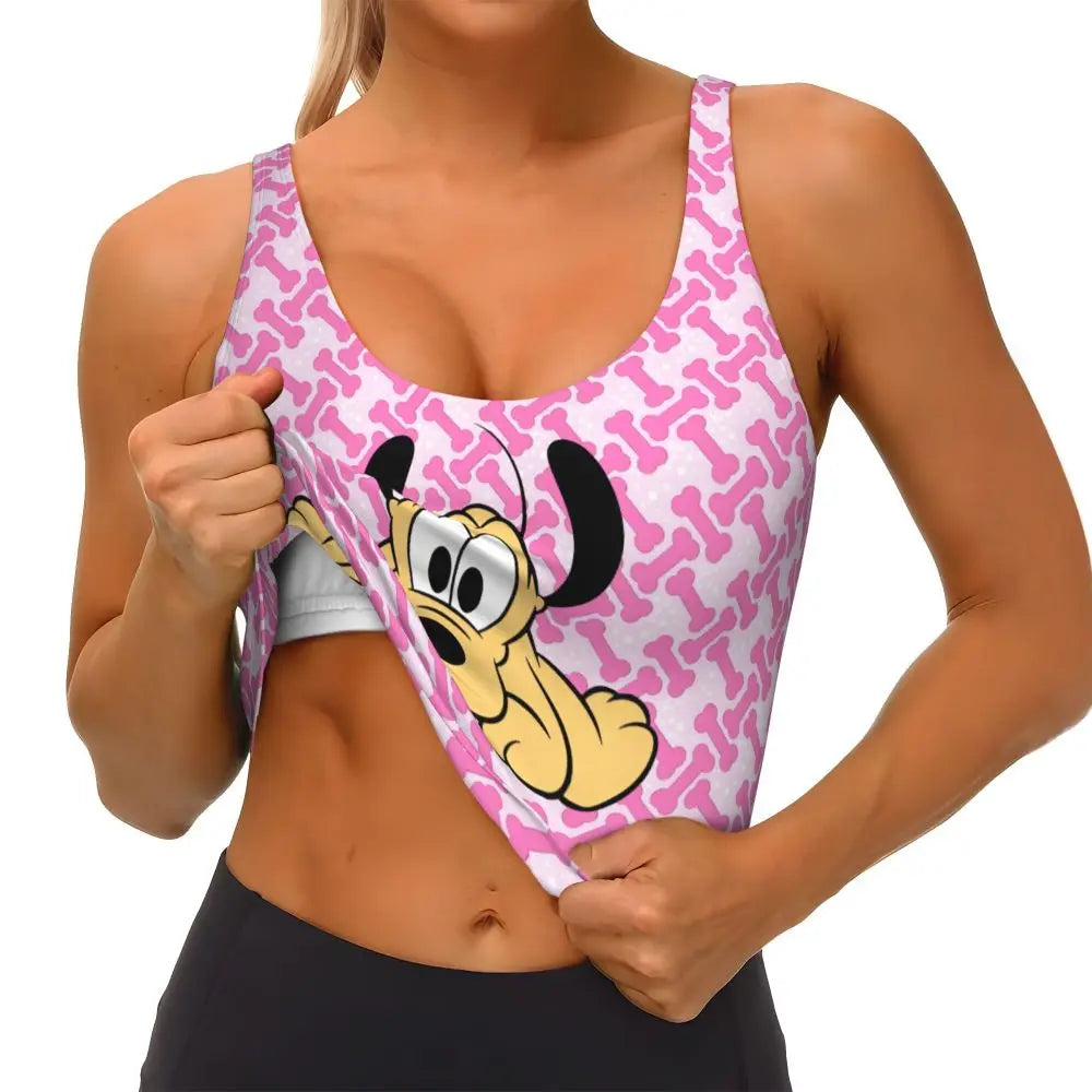 Custom Pluto Anime Manga High Impact Sports Bras for Women Classic Seamless Workout Yoga Crop Tank Tops