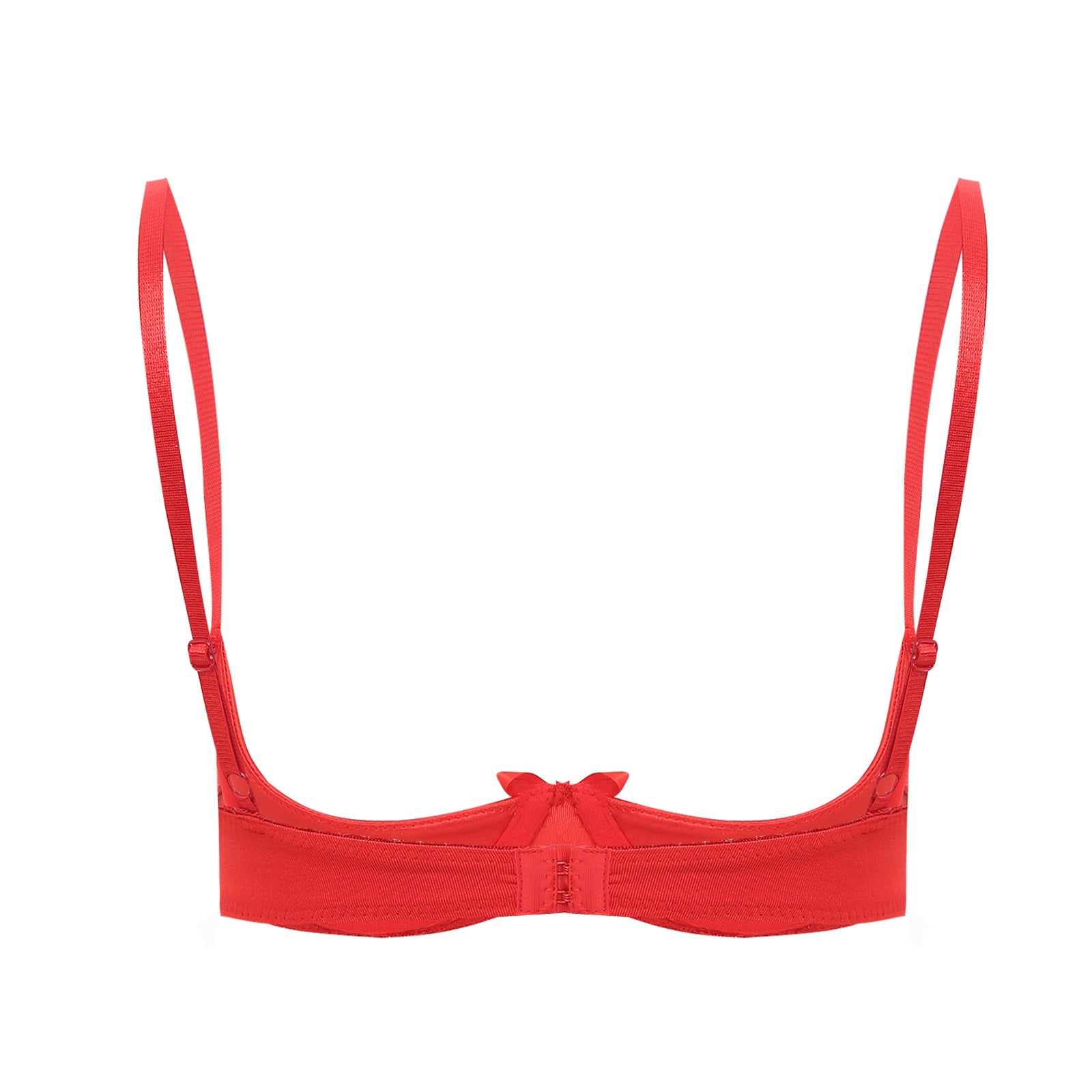 Womens Sexy Satin Intimates Lingerie Bras Female Adjustable Straps Underwire Half Cup Bow Push Up Balconette Brassiere Underwear